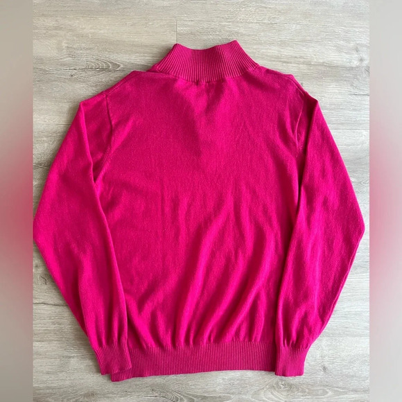 Vintage WoolOvers Pink 1/4 zip Sweater Cotton Cashmere Size Medium - Picture 6 of 6